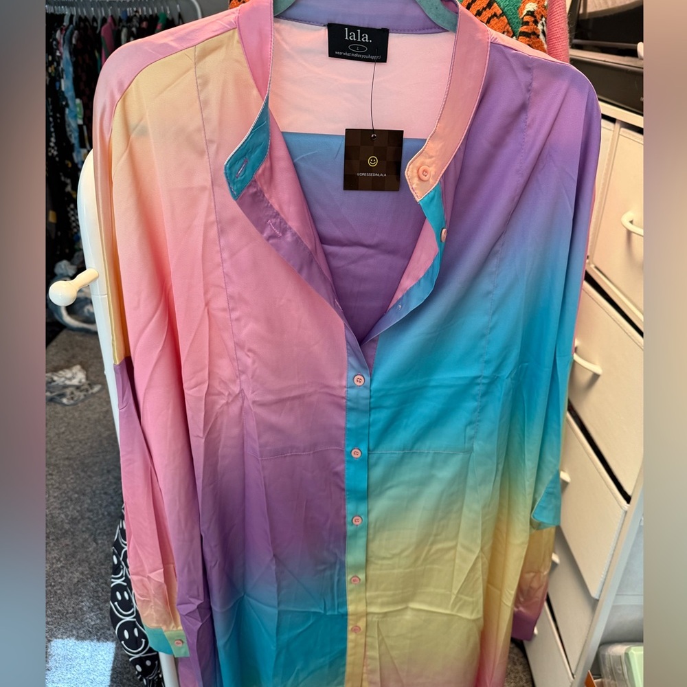 Rainbow satin Playsuit Dressed in LaLa (top and bottom)